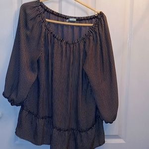 Maurices Blouse Black & White Stripes